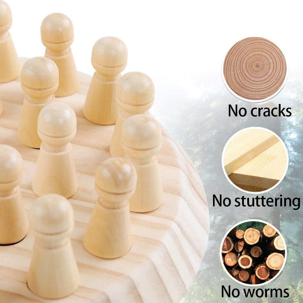 Wooden Memory Chess Matching Game: Family Board Games for Kids and Adults, Montessori Preschool Learning Educational Toy, Birthday Gift for Age 3 4 5 6 7 8+ Boy Girl
