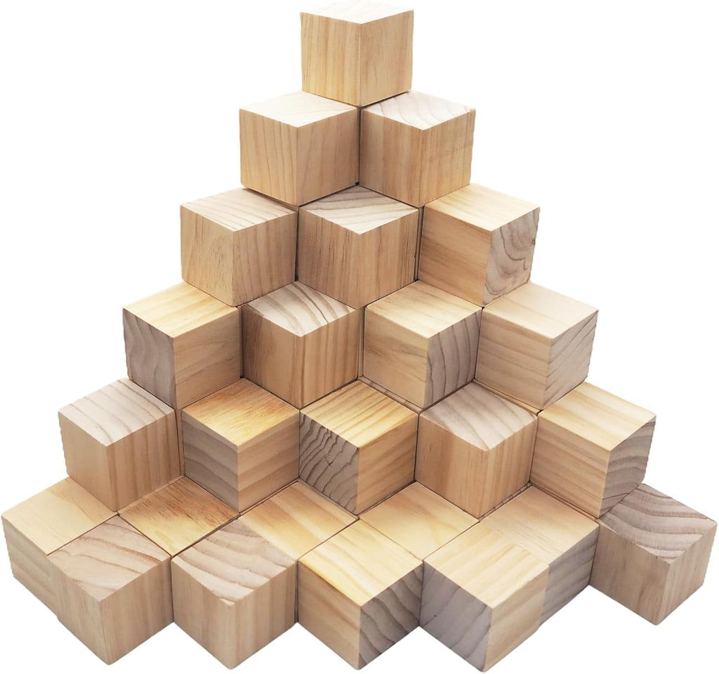 30 PCS 2 Inch Smoothed Wooden Cubes,Unfinished Wood Blocks for Crafts,Wood Square Blocks for Crafts,Shower Blocks to Decorate.